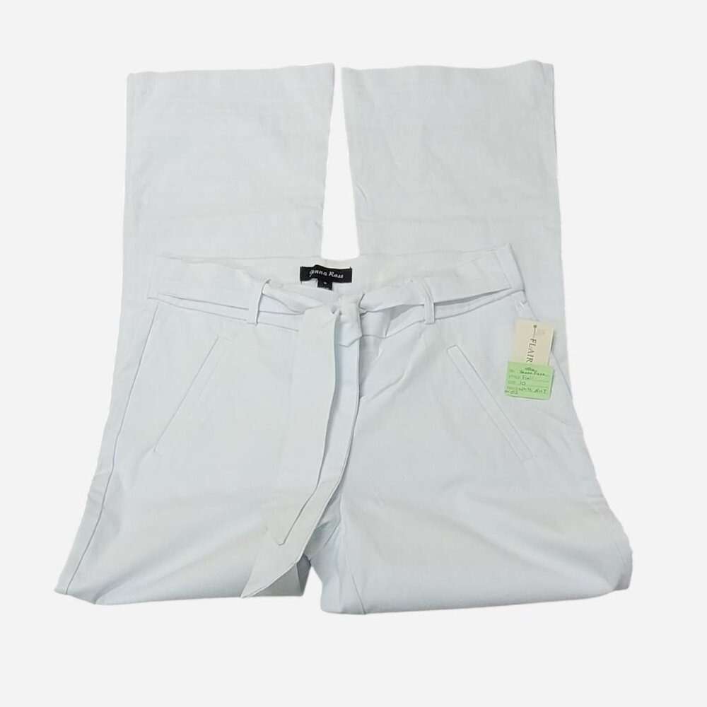 NWT Jenna Rose White Flare Leg Pants 10 | Tie Belt | Trendy Boho Summer